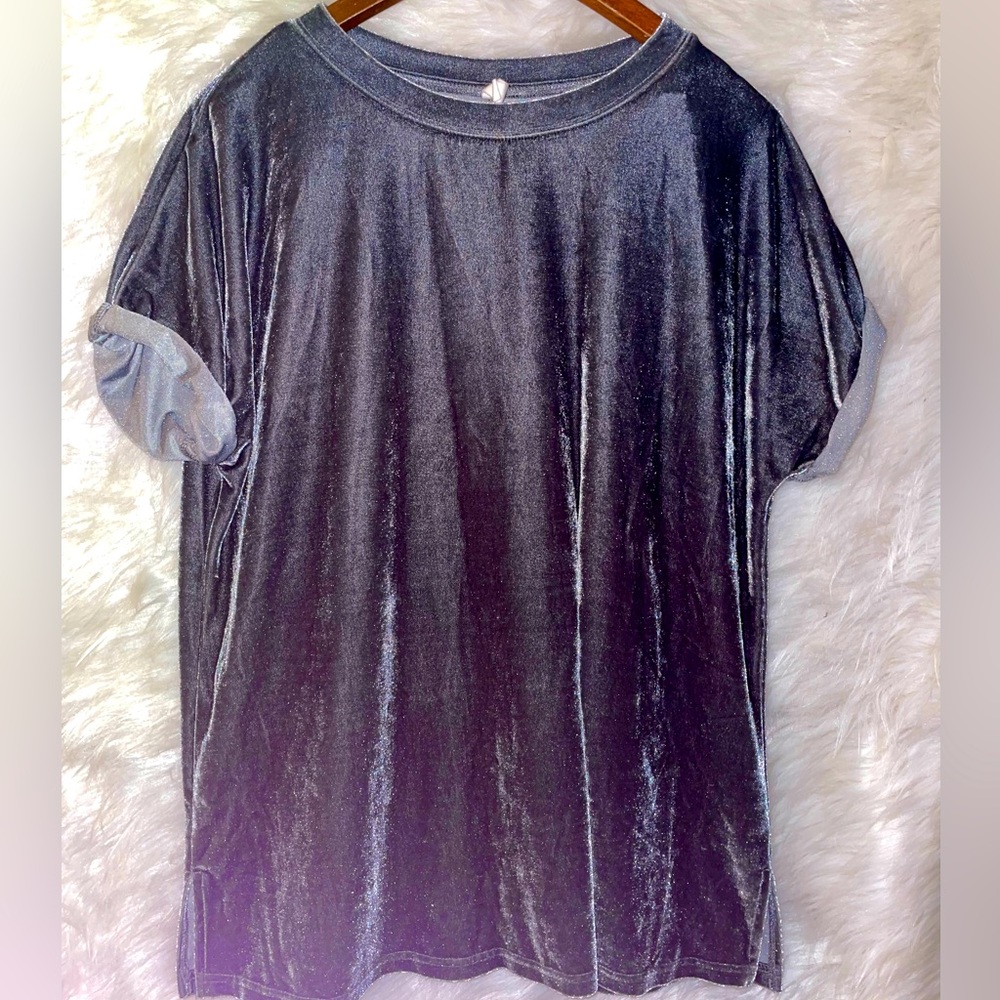 Gray Velvet Short Sleeved Blouse✨
